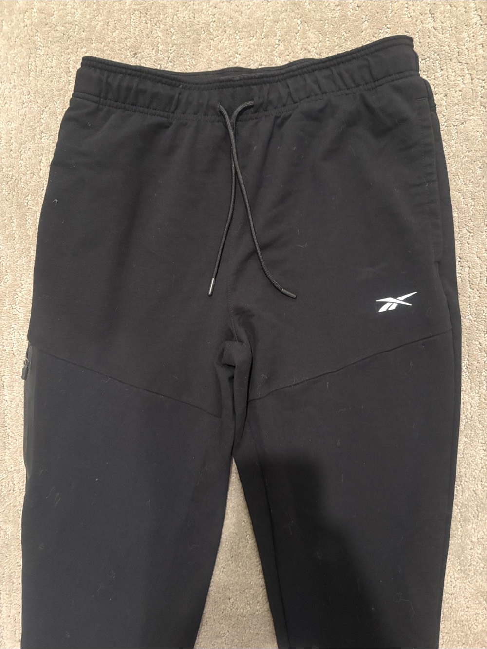 Reebok Men’s Black Jogger Pants with White Logo